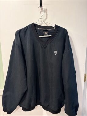Ahead Men's V-Neck Black pullover with Embroidered Logo large long sleeve